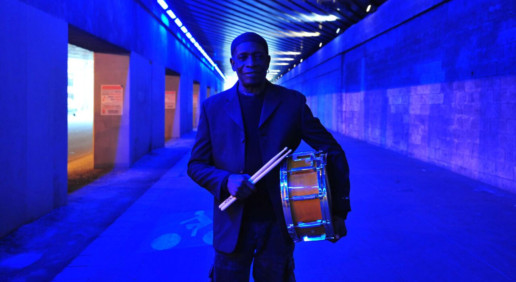 Tony Allen in blue corridor