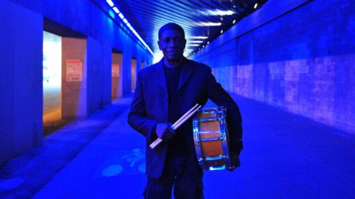 Tony Allen in blue corridor